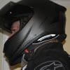 Side view of reviewer wearing the Scorpion EXO-R1 Air Carbon Helmet