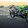 A view of the Kawasaki Ninja motorcycle, in commemoration of the new 2022 lineup