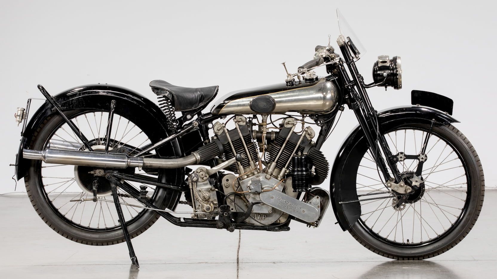 1925 Brough Superior SS100 with kickstand down