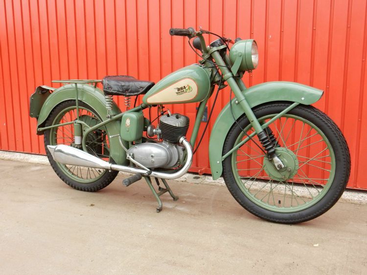 A view of the BSA motorcycle owned by Ewan