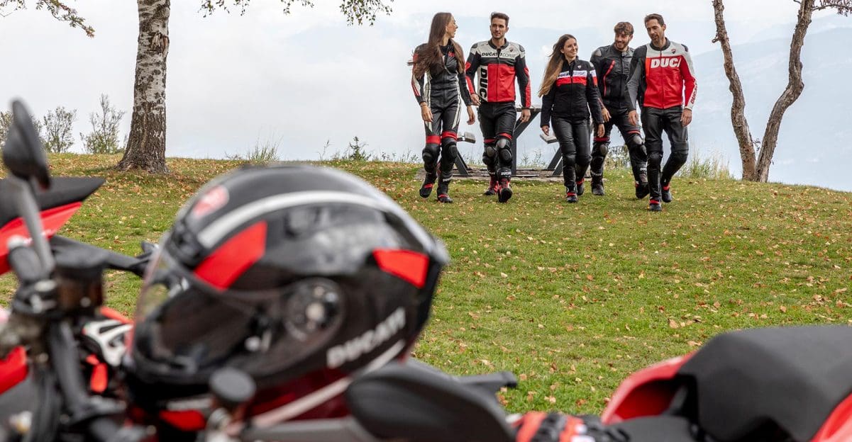 A view of the new 2022 Ducati Apparel line, which features gear designed for Racing, Sporty riding, Touring and Urban Commutes (including a 'lifestyle range')