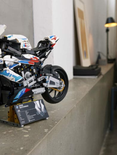 A view of the new LEGO Technic kit for BMW Motorrad's M 1000RR