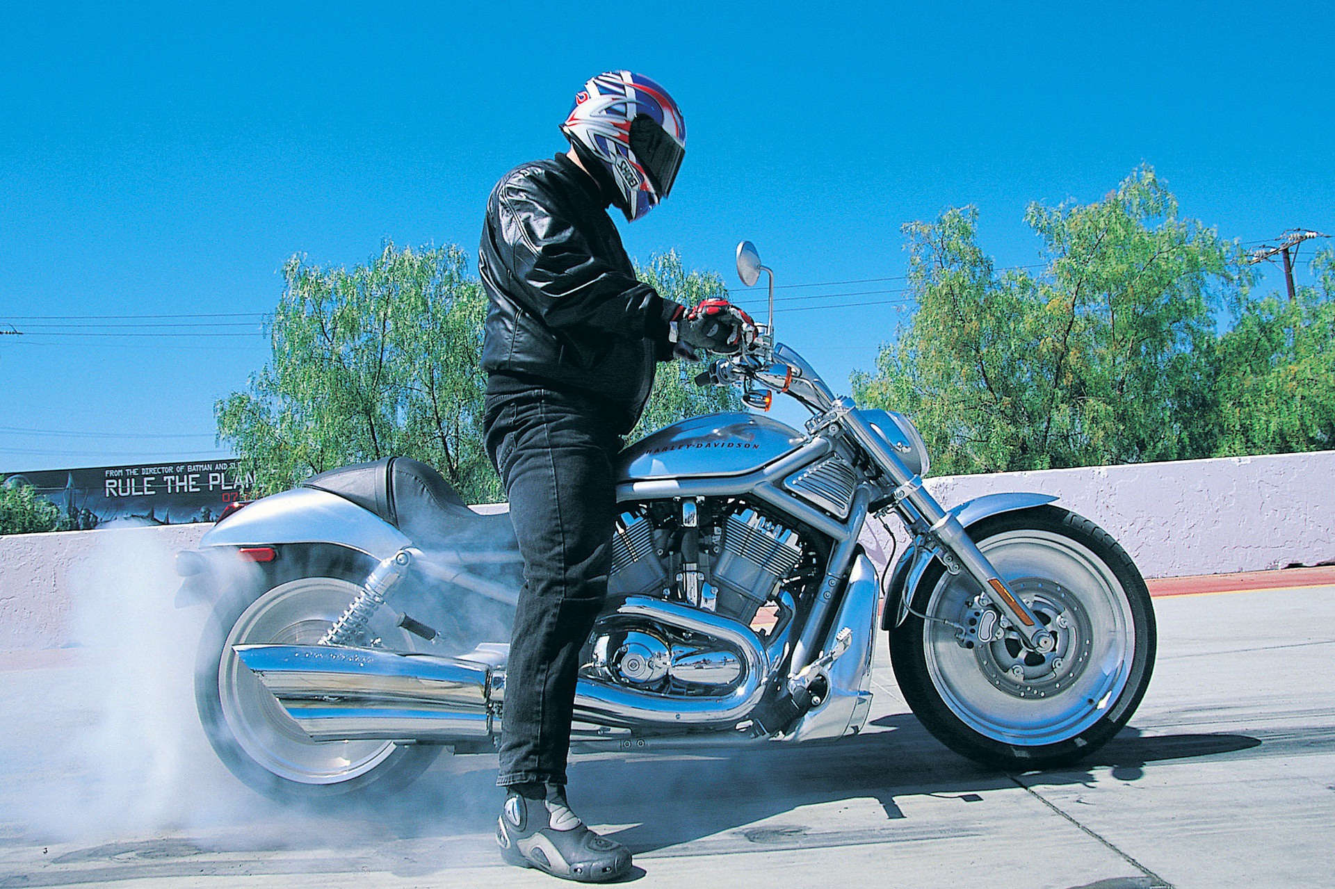 2002 Harley Davidson VRSCA V-Rod doing a burnout