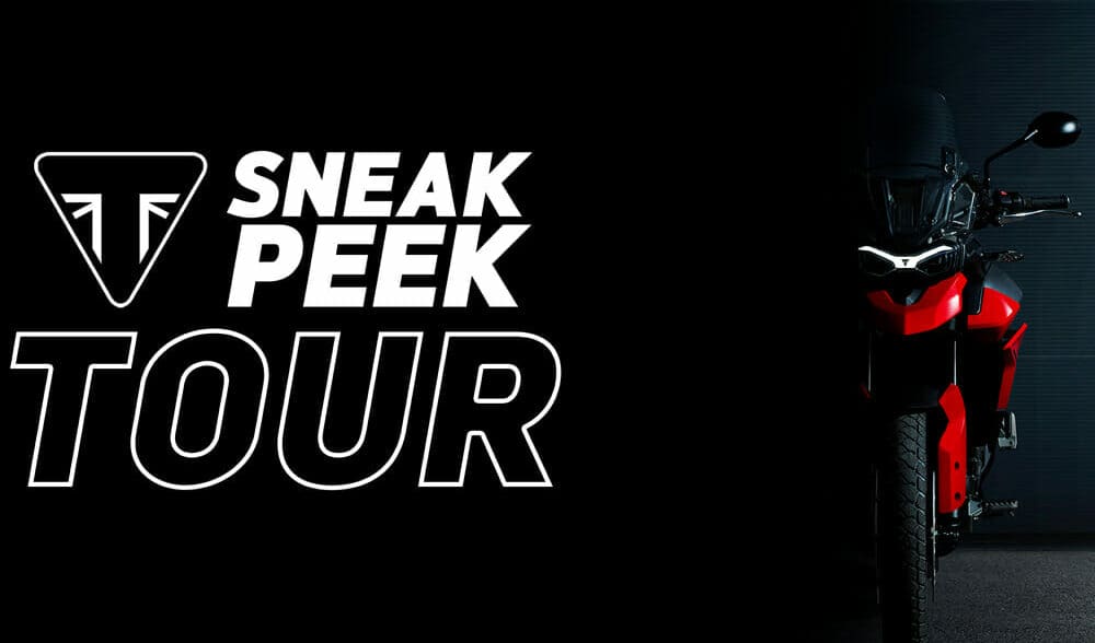 A view of the advert showing off the upcoming Triumph Sneak Peek Tour