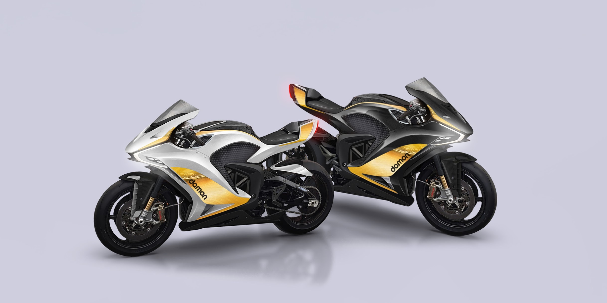 A view of the new hyper sport electric motorcycle currently available to reserve from Damon Motors