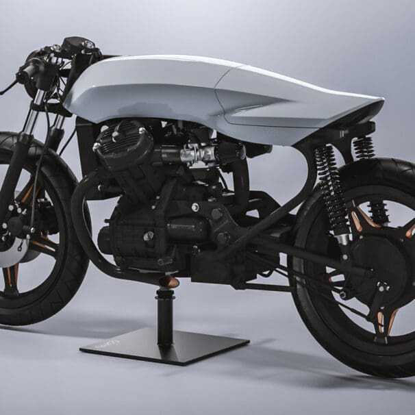 a rebuilt 1997 Honda CX500 christened ‘the Biancaneve,’ or ‘Snow White’, courtesy of Dotto Creations