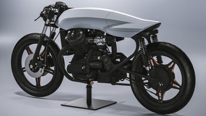 a rebuilt 1997 Honda CX500 christened ‘the Biancaneve,’ or ‘Snow White’, courtesy of Dotto Creations