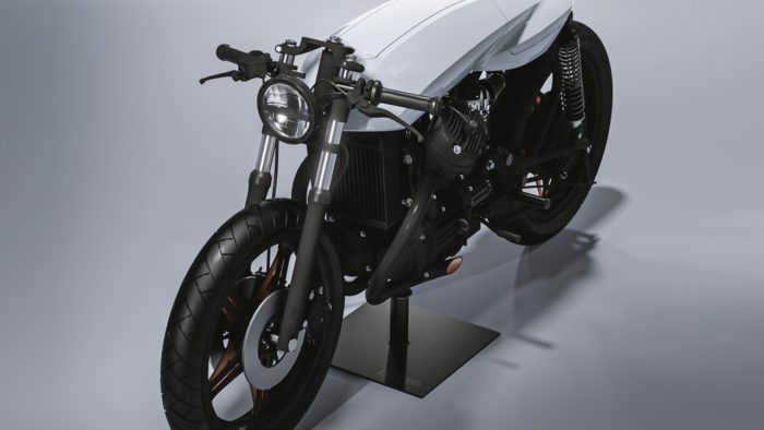 a rebuilt 1997 Honda CX500 christened ‘the Biancaneve,’ or ‘Snow White’, courtesy of Dotto Creations