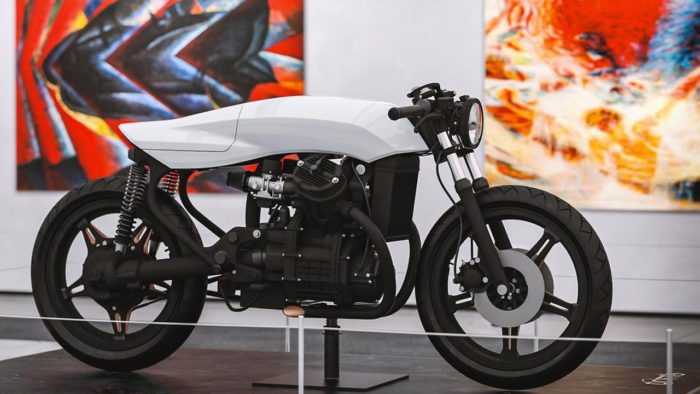 a rebuilt 1997 Honda CX500 christened ‘the Biancaneve,’ or ‘Snow White’, courtesy of Dotto Creations