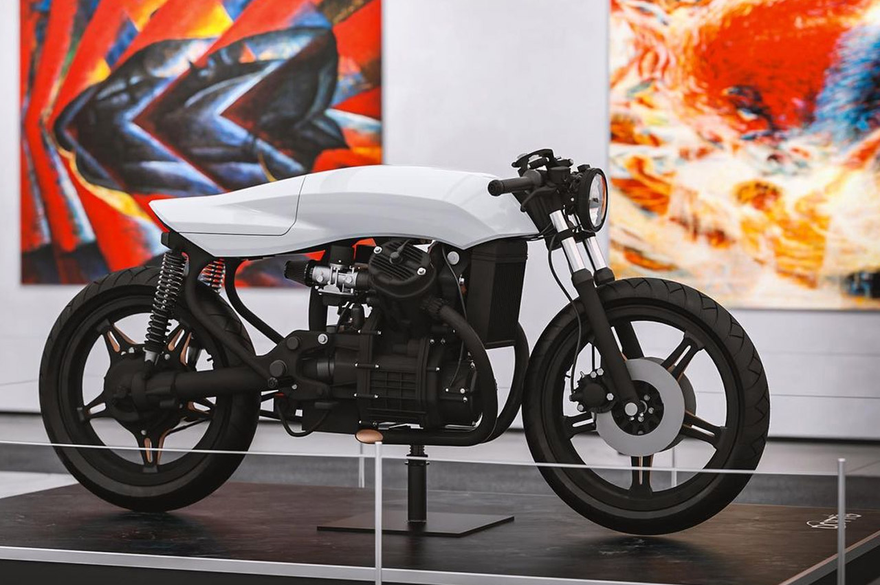 a rebuilt 1997 Honda CX500 christened ‘the Biancaneve,’ or ‘Snow White’, courtesy of Dotto Creations