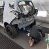 A view fo the "Yyaris Jr", a custom mini car modded out with a Kawasaki Ninja ZX-14 engine, courtesy of SAIJIDAI Automotive Shop and Saitama Automotive College