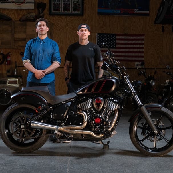 Media connected to the custom indian chief build from indian motorcycles, created by FMX legend Carey Hart