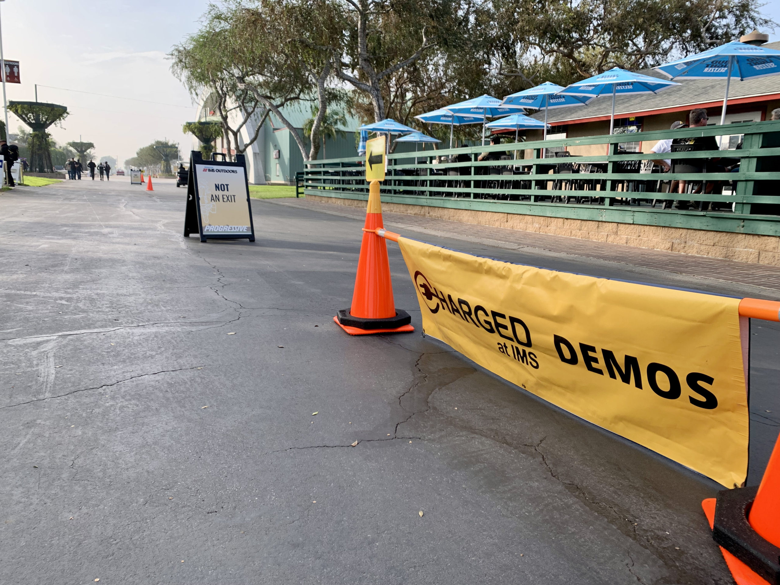 A view of the demos flag at the 2021 Progressive IMS Outdoors Expo