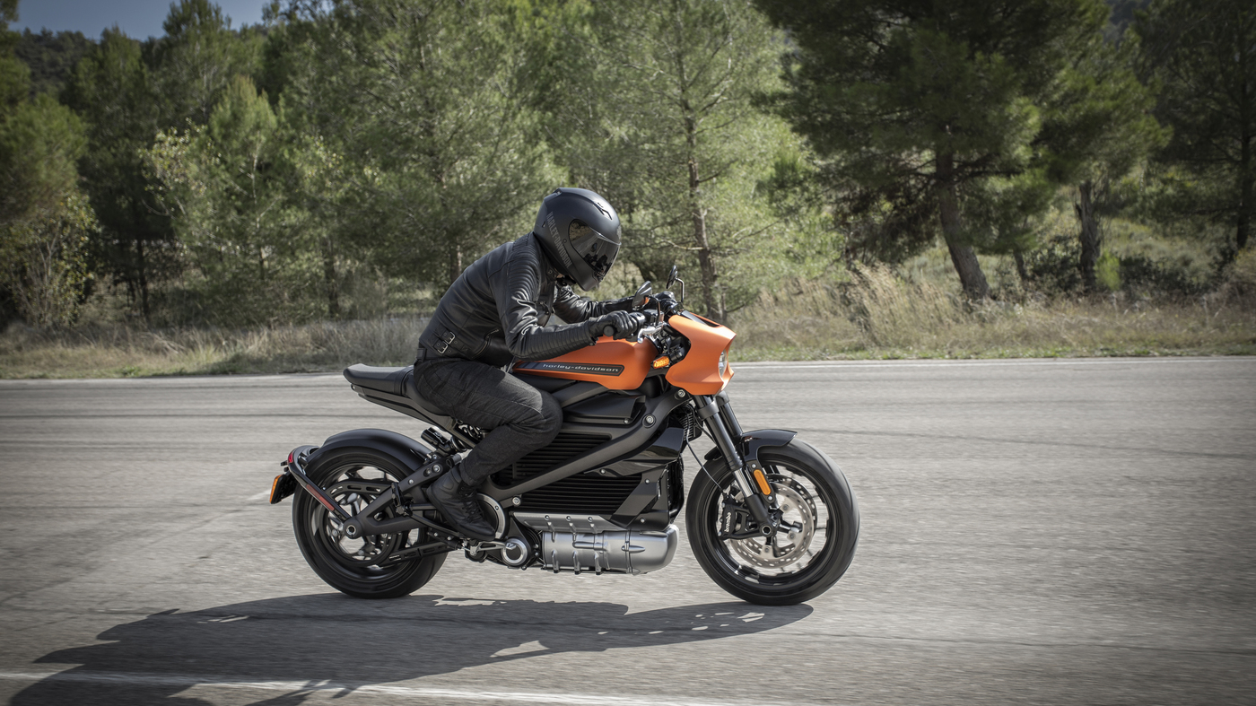 A view of a rider trying out the Harley-Davidson LiveWire One