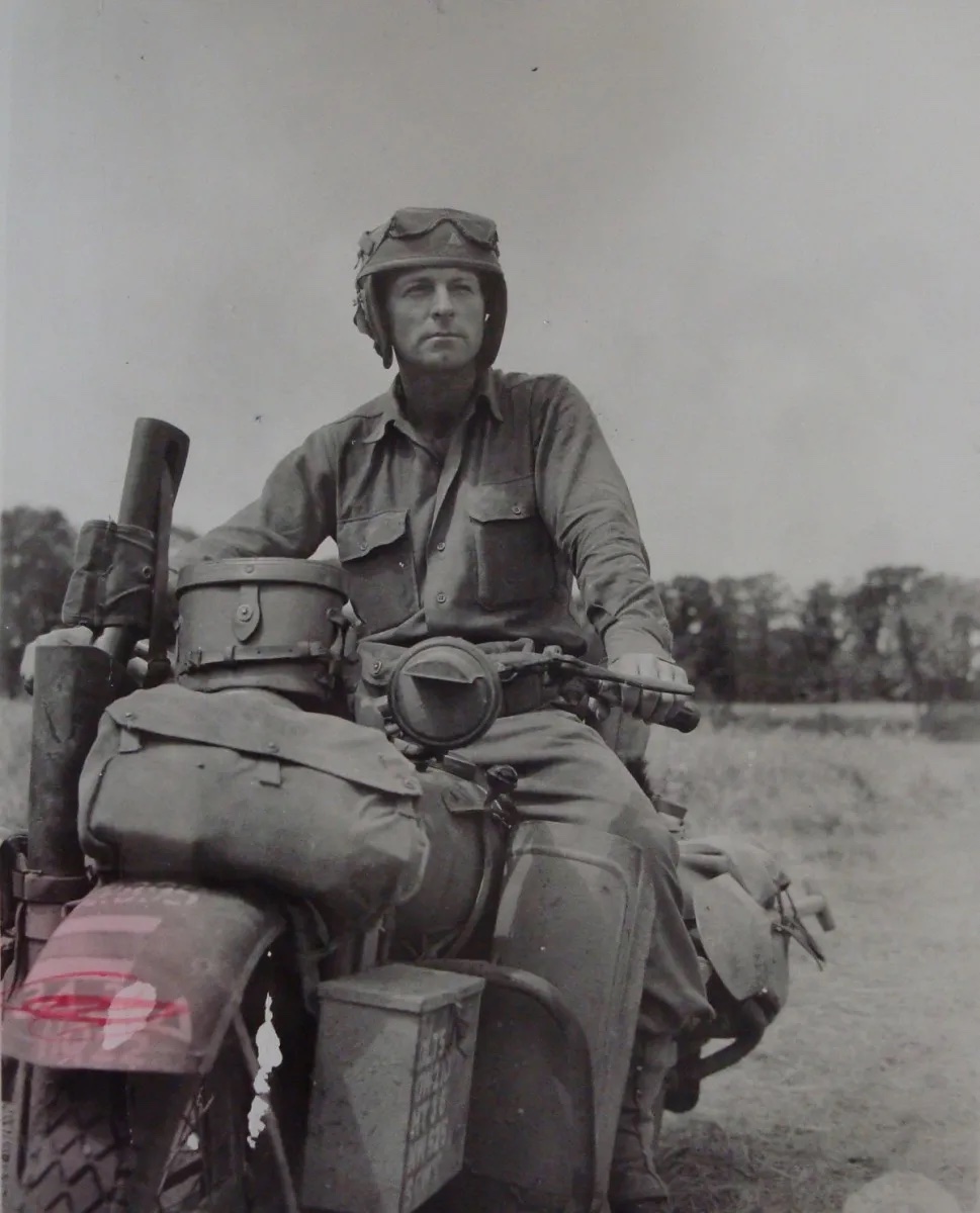 A view of the military troops that used the Harley-Davidson motorcycles - specifically, the WLA 'Liberators'