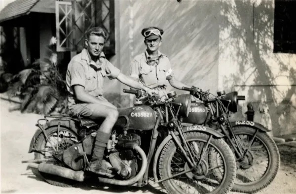 A view of the military troops that used the Harley-Davidson motorcycles - specifically, the WLA 'Liberators'
