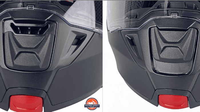 Chin bar vent on Quin Quest Smart Helmet fully closed versus fully open