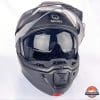 Drop down sun visor on the Quin Quest Smart Helmet with nose notch