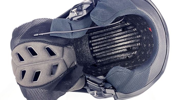 Interior liner removed from Quin Quest smart helmet