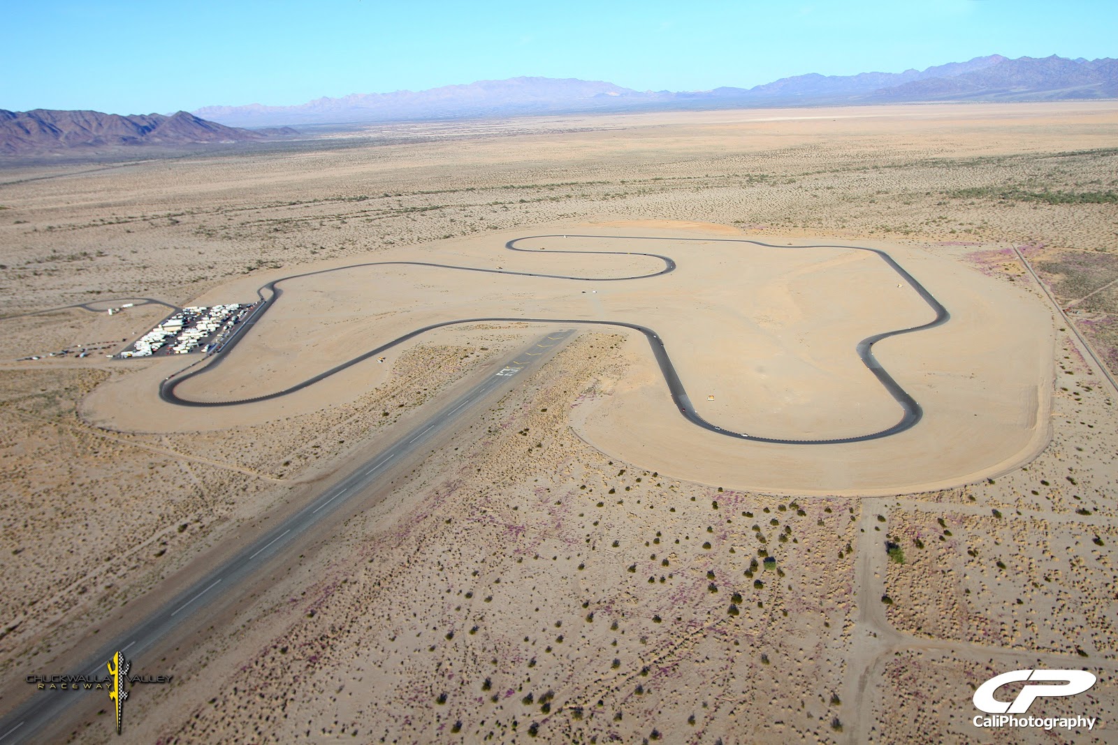 An aerial view of the Chuckwalla Valley Raceway in California