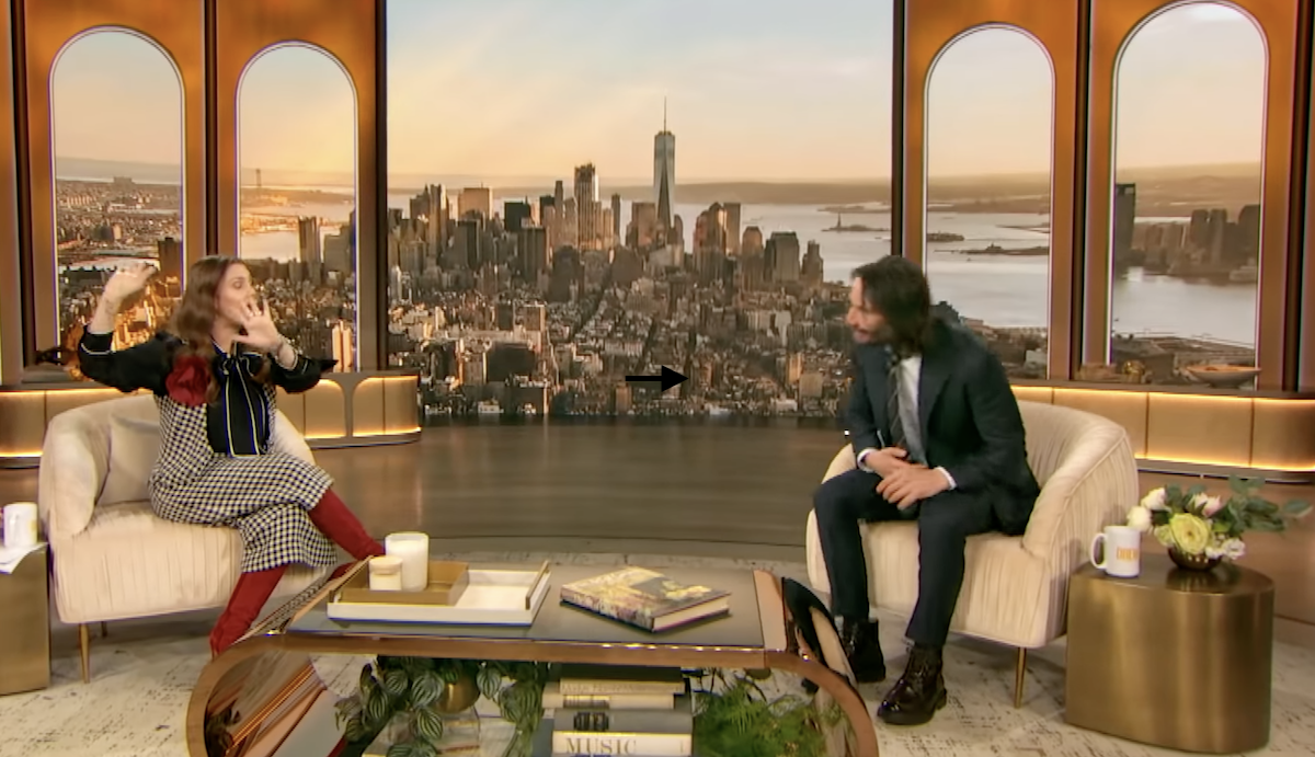 A view of Keanu Reeves on the Drew Barrymore Show