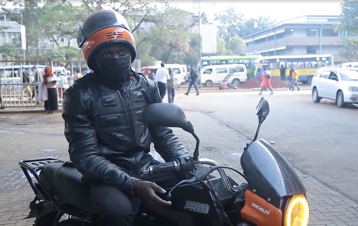 A view of the electric motorcycle created by Opibus and Uber, for African roads