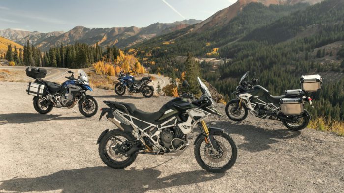 A view of the all-new Triumph Tiger 1200 range, now available from select dealerships. Including the GT, GT Pro, GT Explorer, Rally Pro and Rally Explorer