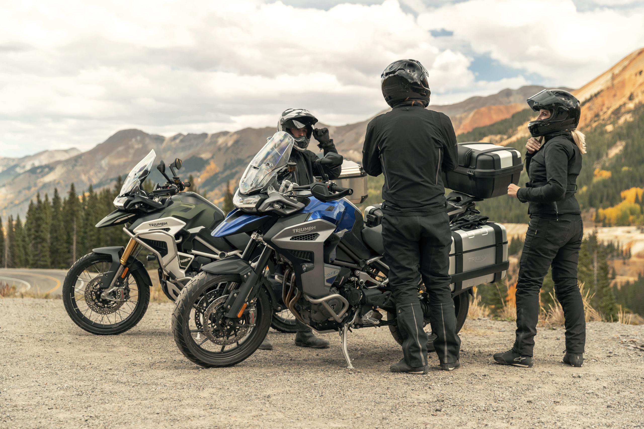 A view of the all-new Triumph Tiger 1200 range, now available from select dealerships. Including the GT, GT Pro, GT Explorer, Rally Pro and Rally Explorer