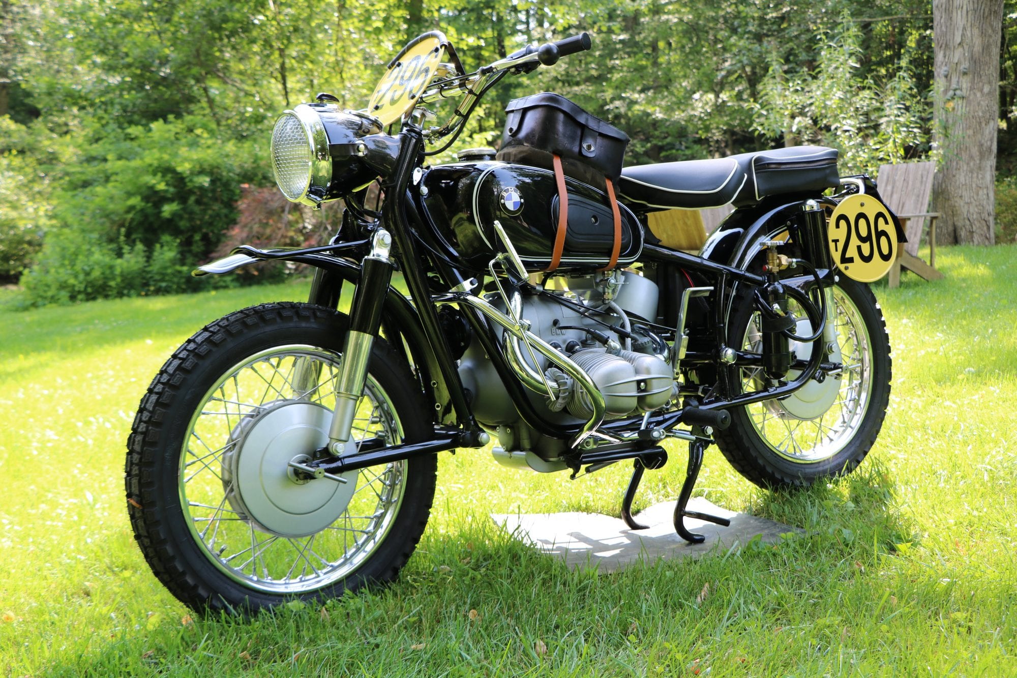 a side view of a 1957 BMW R-50 ISDT