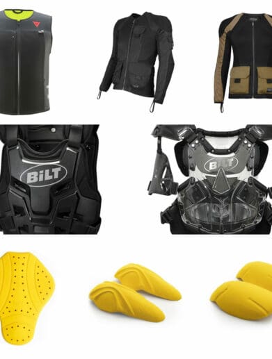 Collage of protective motorcycle riding gear on sale at Revzilla