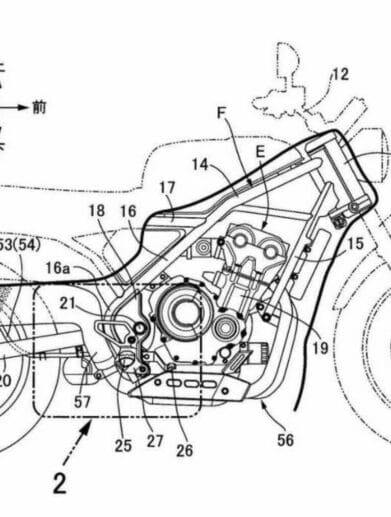 A view of the patent image associated with a potential new Honda 1100 Hawk