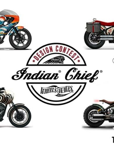 A view fo the four competition builds that are a part of the the ‘Indian Motorcycle X Wheels & Waves Indian Chief Design Competition’