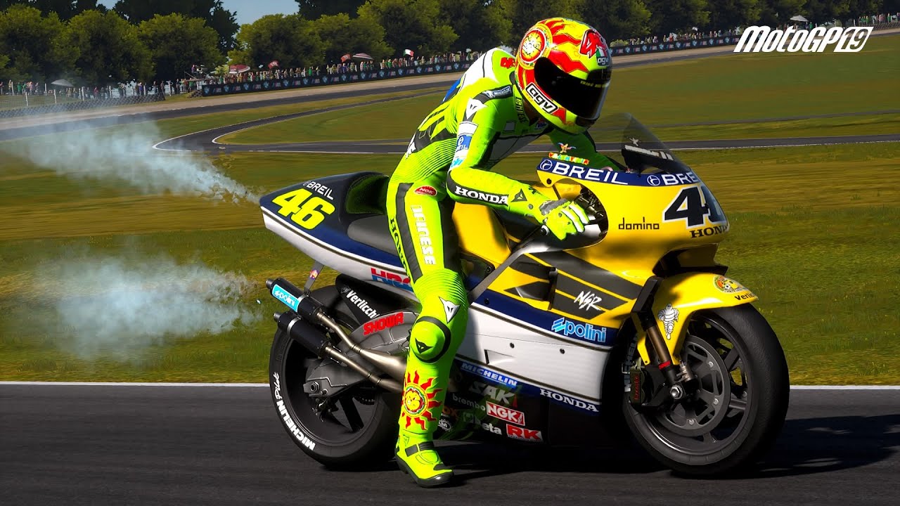Valentino Rossi with the NSR500 - a bike that he raced back when he was a part of the Honda team in 2001