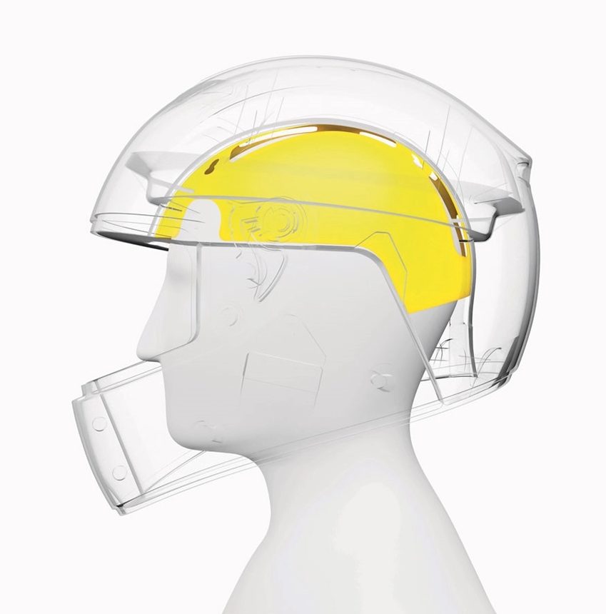 a view of a motorcycle helmet with the Mips safety system inside