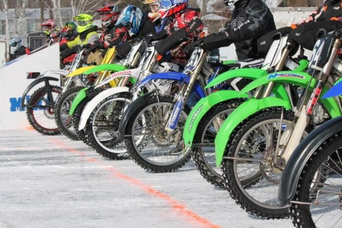 A view of the Midwest Ice Races, held in Wisconsin and designed to combat winter bike blues.