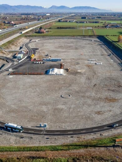 A view of the "Arena of the Future" - an electric charging highway in Italy currently undergoing test phase