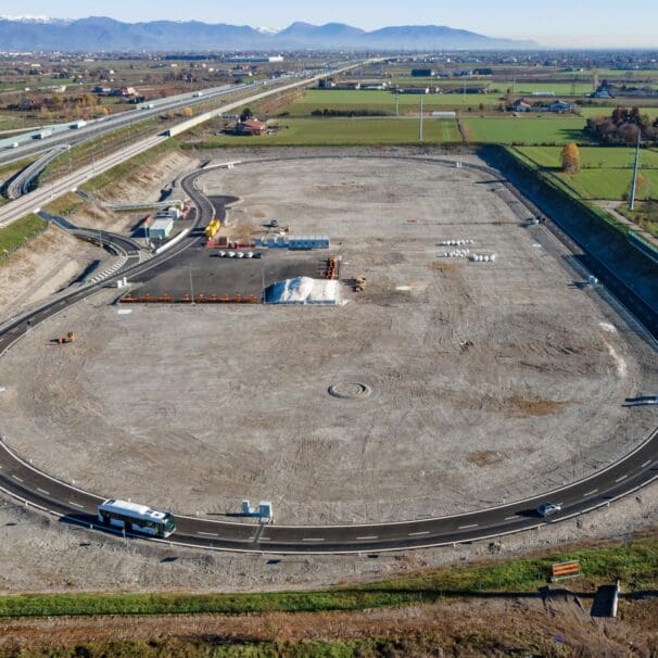 A view of the "Arena of the Future" - an electric charging highway in Italy currently undergoing test phase