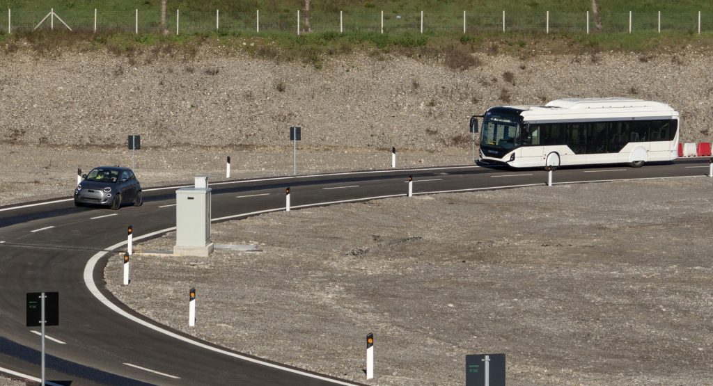 A view of the Arena of the Future - an electric charging highway in Italy currently undergoing test phase