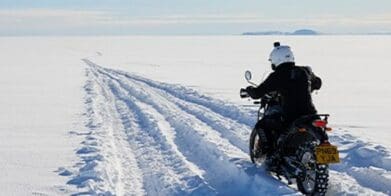 A view of #90South - an expedition to the South Pole led by Royal Enfield's bike team on two himalayans