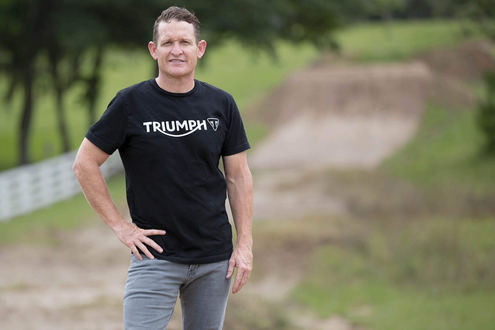 Ricky Carmichael featuring a Triumph t-shirt