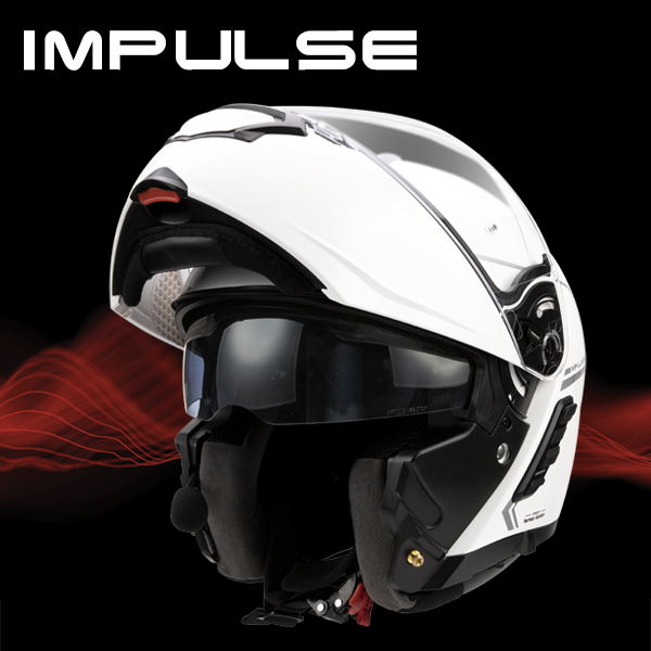 A view of the units included in the brand-new Sena Quantum Series collection.: side view of the Impulse helmet