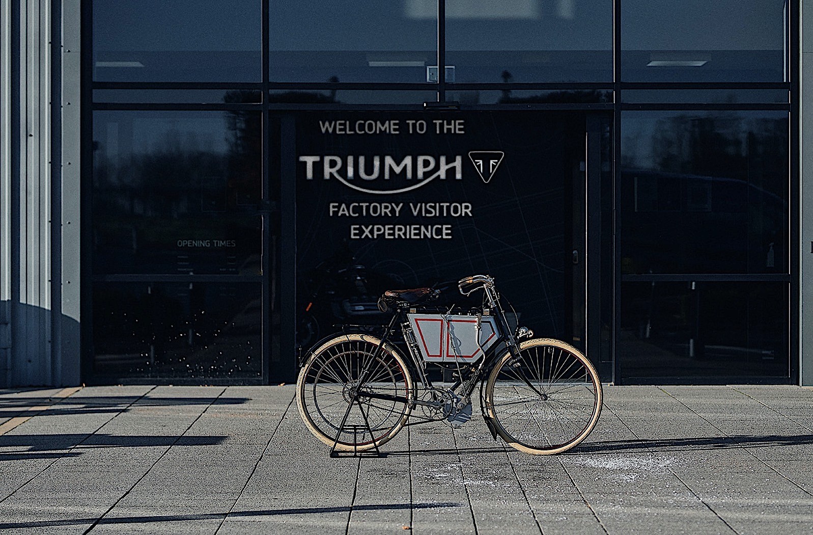 A view of Triumph's 1901 prototype motorcycle