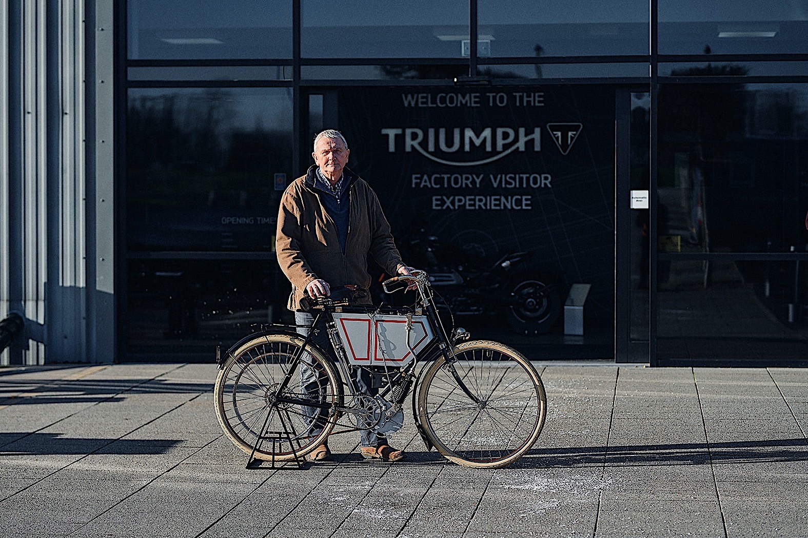 A view of Triumph's 1901 prototype motorcycle