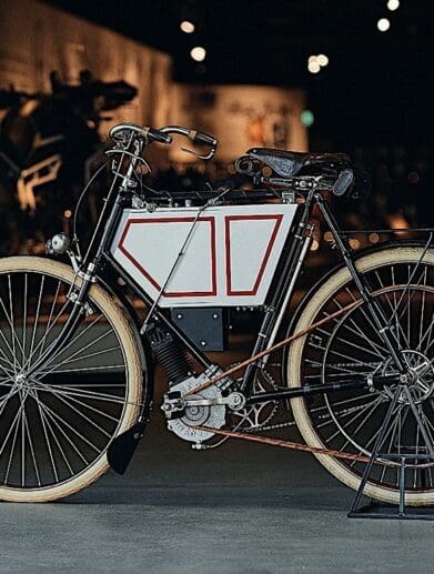A view of Triumph's 1901 prototype motorcycle