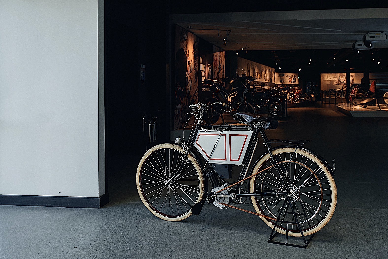 A view of Triumph's 1901 prototype motorcycle