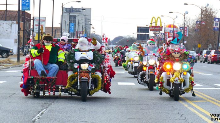 A view of the Toys For Tots Motorcycle Parade, also known as the World's largest motorcycle parade - and everything goes to charity.