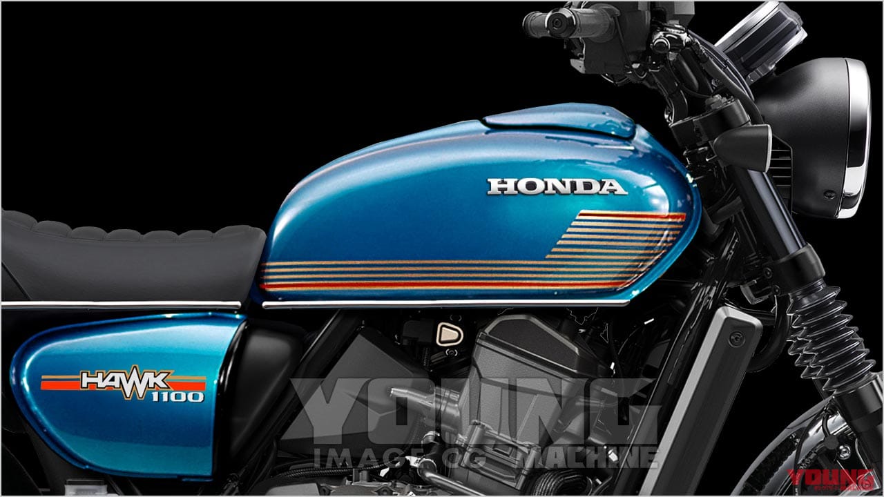 A view of the patent image associated with a potential new Honda 1100 Hawk, as imagined by Young Machine