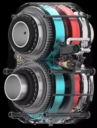 A view of the new Wankel engine that sports rotary power from startup firm Aston