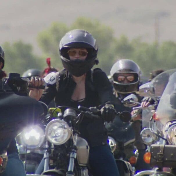 women bikers in support of record breaking