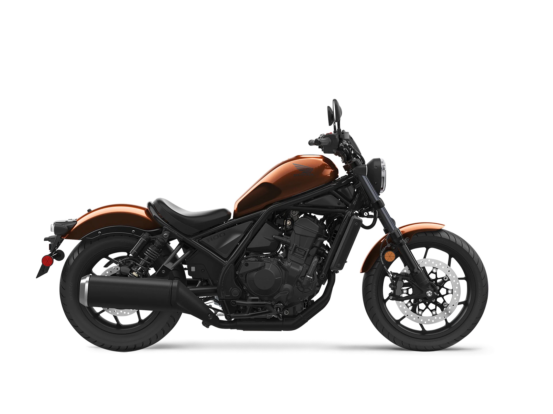 Studio shot of the 2022 Honda Rebel 1100 in Pearl Stallion Brown